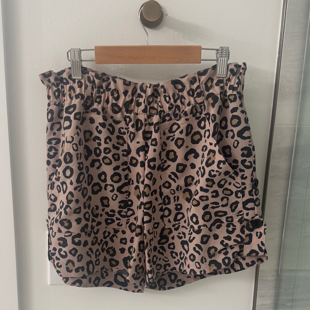Sanctuary Tan and Black Animal Print Shorts